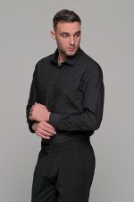 Μαύρο ανδρικό πουκάμισο PAPARAZZI χωρίς Τσεπάκι - Slim Fit - Image 3
