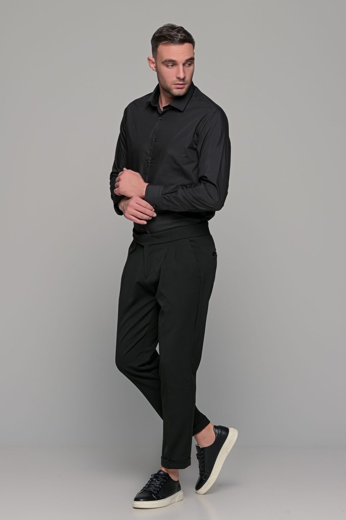 Μαύρο ανδρικό πουκάμισο PAPARAZZI χωρίς Τσεπάκι - Slim Fit - Image 5