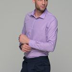 Μωβ λιλά ανδρικό πουκάμισο PAPARAZZI χωρίς Τσεπάκι - Slim Fit