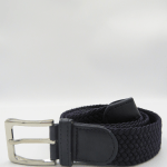 Πλεκτή ελαστική ζώνη σε μπλε χρώμα με μεταλλική αγκράφα