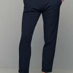 Μπλε υφασμάτινο ανδρικό παντελόνι με πιέτα τύπου κοστουμιού  – Slim fit