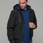 Ανδρικό φουσκωτό μπουφάν double face μαύρο-μπλε αδιάβροχο