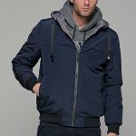 Ανδρικό φουσκωτό μπουφάν double face μπλε-γκρι αδιάβροχο