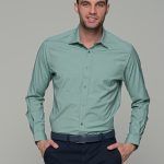 Ανδρικό πράσινο πουκάμισο με print μπλε μικροσχέδιο – Slim Fit