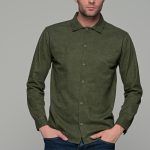 Oversized χακί jacket πουκάμισο κοτλέ – Loose Fit