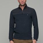 Σκούρο μπλε ανδρικό πλεκτό MS με φερμουάρ