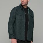 Oversized πράσινο jacket πουκάμισο φανελένιο – Loose Fit