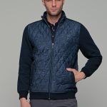 Σιέλ ανδρική ζακέτα με suede επένδυση και φερμουάρ MS - slim fit