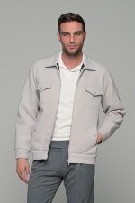 Λευκή - γκρι ανδρική jacket - ζακέτα  και φερμουάρ - slim fit - Image 4