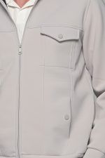 Λευκή - γκρι ανδρική jacket - ζακέτα  και φερμουάρ - slim fit - Image 3