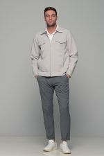 Λευκή - γκρι ανδρική jacket - ζακέτα  και φερμουάρ - slim fit - Image 8