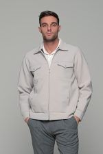 Λευκή - γκρι ανδρική jacket - ζακέτα  και φερμουάρ - slim fit - Image 5