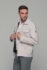 Λευκή - γκρι ανδρική jacket - ζακέτα  και φερμουάρ - slim fit - Image 6