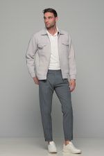 Λευκή - γκρι ανδρική jacket - ζακέτα  και φερμουάρ - slim fit - Image 7