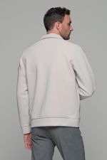 Λευκή - γκρι ανδρική jacket - ζακέτα  και φερμουάρ - slim fit - Image 9