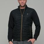 Μαύρη ανδρική ζακέτα με suede επένδυση και φερμουάρ MS - slim fit