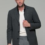 Γκρι ανδρικό παλτό με αποσπώμενο γιλέκο