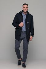 Γκρι μπλε πουκάμισο με λευκή ρίγα PAPARAZZI χωρίς Τσεπάκι - Classic Fit - Image 9