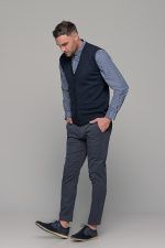 Γκρι μπλε πουκάμισο με λευκή ρίγα PAPARAZZI χωρίς Τσεπάκι - Classic Fit - Image 10