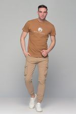 Μπεζ καλοκαιρινό ανδρικό Cargo παντελόνι με τσέπες και λάστιχο - Slim Fit - Image 6