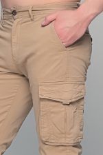 Μπεζ καλοκαιρινό ανδρικό Cargo παντελόνι με τσέπες και λάστιχο - Slim Fit - Image 2