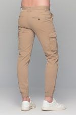 Μπεζ καλοκαιρινό ανδρικό Cargo παντελόνι με τσέπες και λάστιχο - Slim Fit - Image 5