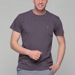 Μονόχρωμο γκρι ανθρακί ανδρικό κοντομάνικο T-SHIRT - Basic Collection