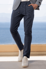 Ραφ υφασμάτινο ανδρικό παντελόνι με λάστιχο τύπου κοστουμιού καλοκαιρινό– Slim fit - Image 2