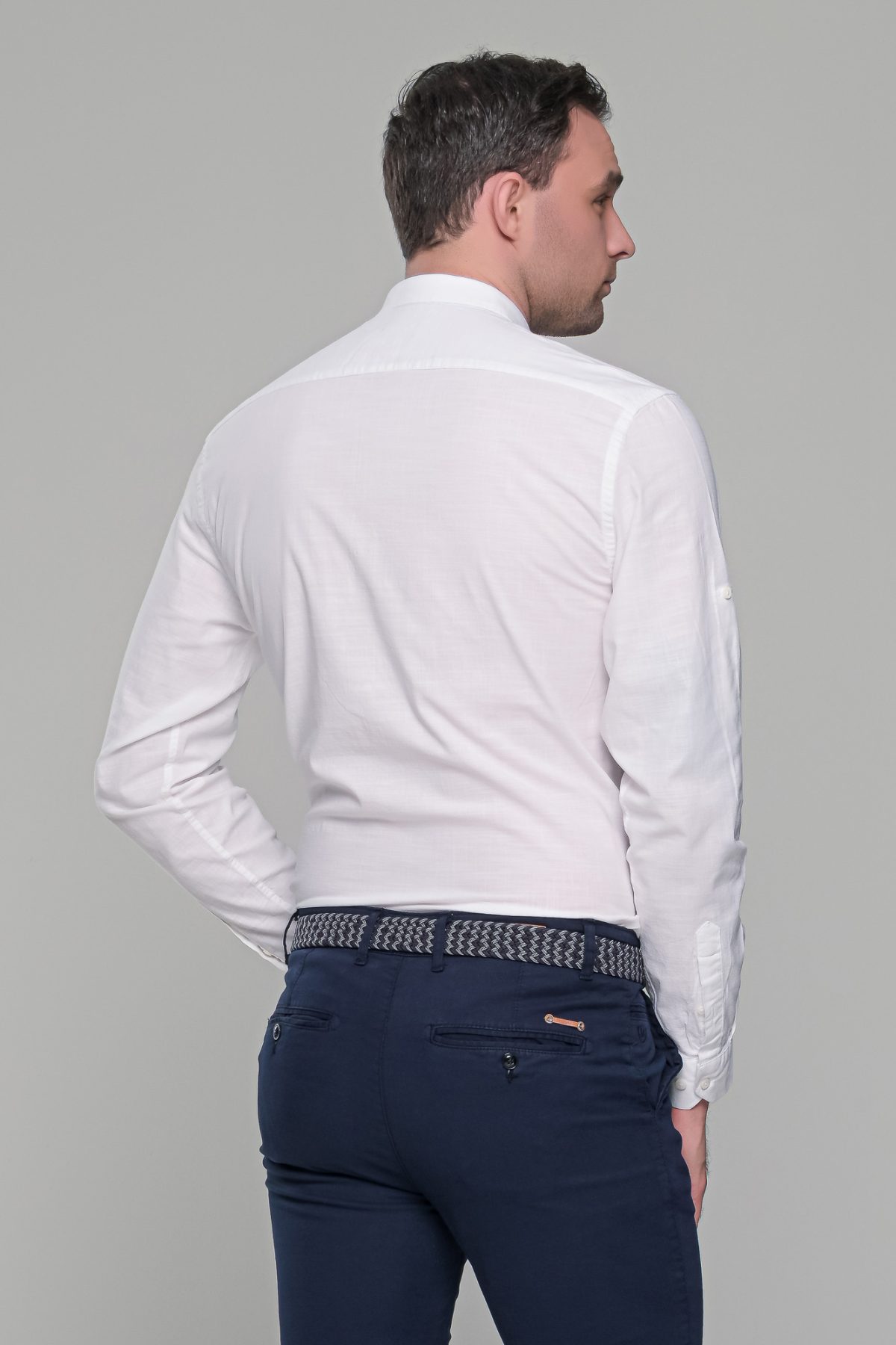 Λινό λευκό ανδρικό πουκάμισο - Slim Fit - Image 6
