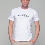 Λευκό κοντομάνικο t-shirt ανδρικό με στάμπα "MONACO"