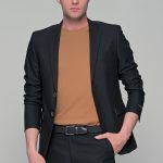 Μαύρο ανδρικό βαμβακερό σακάκι casual - slim fit