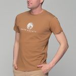 Κάμελ κοντομάνικο t-shirt ανδρικό με στάμπα "MOON SOCIETY"