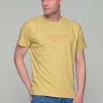 Μπεζ κοντομάνικο t-shirt ανδρικό με στάμπα "INTENSE ATTITUDE"