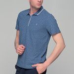 Μπλε ανδρικό Πόλο μπλουζάκι  MS με φερμουάρ στο στήθος – Slim Fit