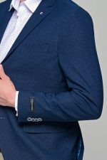Μπλε ανδρικό καλοκαιρινό σακάκι με δίχρωμη πλέξη AM- slim fit - Image 2