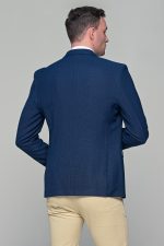 Μπλε ανδρικό καλοκαιρινό σακάκι με δίχρωμη πλέξη AM- slim fit - Image 7