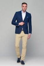 Μπλε ανδρικό καλοκαιρινό σακάκι με δίχρωμη πλέξη AM- slim fit - Image 8