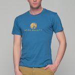 Μπλε πετρόλ κοντομάνικο t-shirt ανδρικό με στάμπα "MOON SOCIETY"