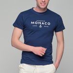 Σκούρο μπλε κοντομάνικο t-shirt ανδρικό με στάμπα "MONACO"