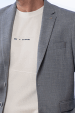 Λευκό κοντομάνικο ανδρικό t-shirt με πλεκτή ύφανση– regular fit - Image 2