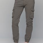 Χακί καλοκαιρινό ανδρικό Cargo παντελόνι με τσέπες και λάστιχο - Slim Fit