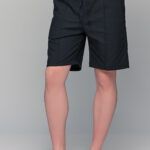 Ανδρική λινή μαύρη βερμούδα με λάστιχο - Straight fit