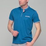 Μπλε indigo ανδρικό πόλο μπλουζάκι MS με γιακά μάο – Slim Fit