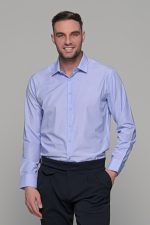 Γαλάζιο fil a fil ανδρικό πουκάμισο PAPARAZZI χωρίς Τσεπάκι - Slim Fit - Image 3