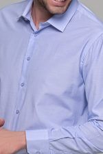 Γαλάζιο fil a fil ανδρικό πουκάμισο PAPARAZZI χωρίς Τσεπάκι - Slim Fit - Image 2