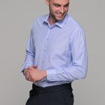Γαλάζιο fil a fil ανδρικό πουκάμισο PAPARAZZI χωρίς Τσεπάκι - Slim Fit