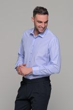 Γαλάζιο fil a fil ανδρικό πουκάμισο PAPARAZZI χωρίς Τσεπάκι - Slim Fit