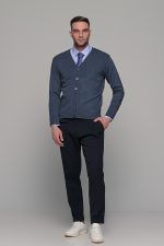 Γαλάζιο fil a fil ανδρικό πουκάμισο PAPARAZZI χωρίς Τσεπάκι - Slim Fit - Image 6