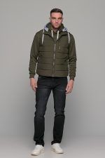 Πράσινο - Χακί αμάνικο ανδρικό μπουφάν γιλέκο με κουκούλα PAPARAZZI - Image 4