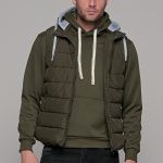Πράσινο - Χακί αμάνικο ανδρικό μπουφάν γιλέκο με κουκούλα PAPARAZZI
